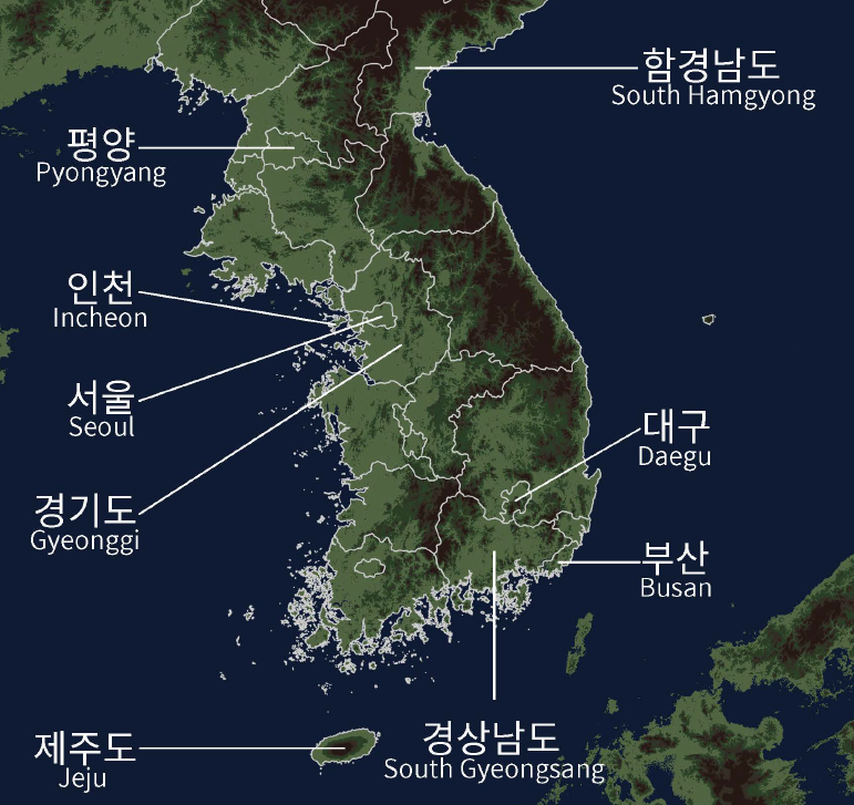 Map Korean Administrative Area 행정 지도